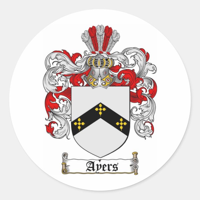 PEGATINA REDONDA AYERS FAMILILIL CREST - AYERS COAT OF ARMS (Anverso)