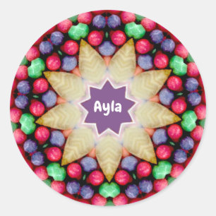 Pegatina Redonda AYLA ~ Patrón Personalizado de Velas de Pascua ~