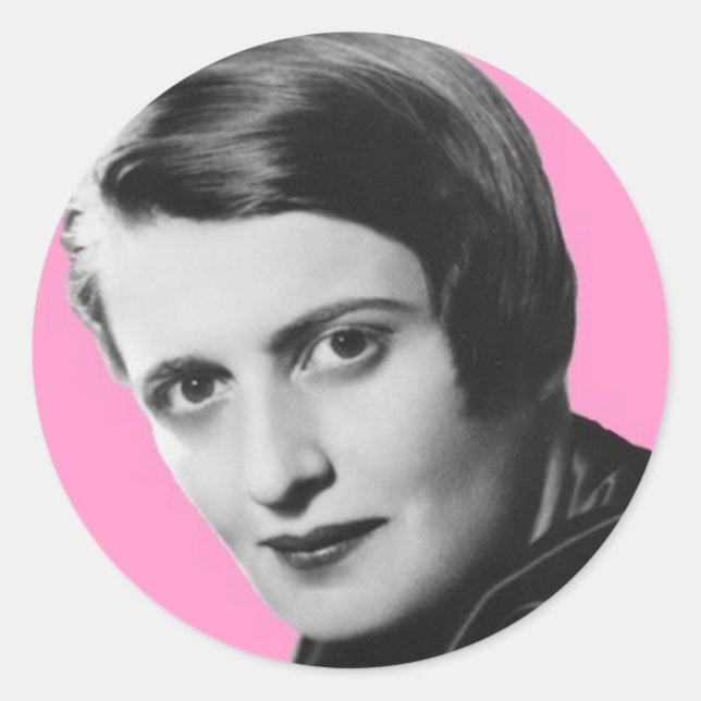 Pegatina Redonda ayn-rand (Anverso)