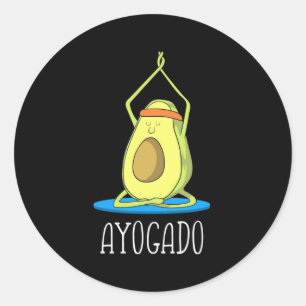Pegatina Redonda Ayogado Aguacate Yoga Lover