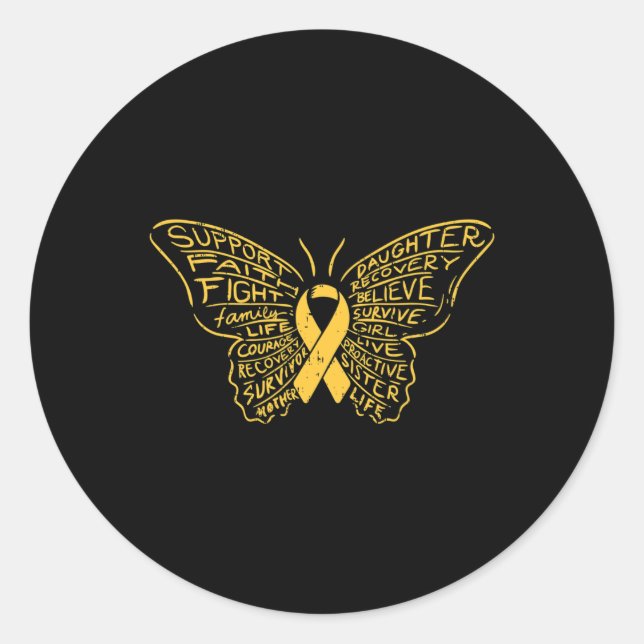 Pegatina Redonda Ayuda para la sensibilización sobre la mariposa de (Anverso)