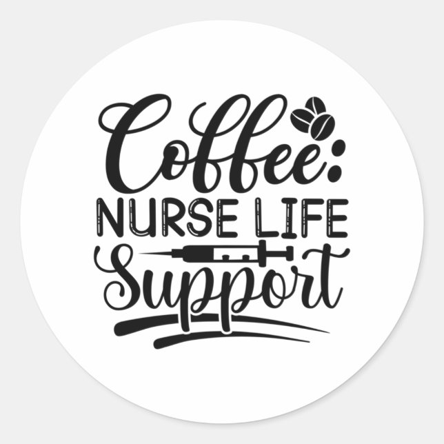 Pegatina Redonda Ayuda para la vida de enfermero de café (Anverso)