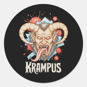 Pegatina Redonda Ayudante de Navidad de Krampus Kramperl Perchten d