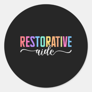 Pegatina Redonda Ayudante Restaurador Diseños Unisex-Adultos Negro