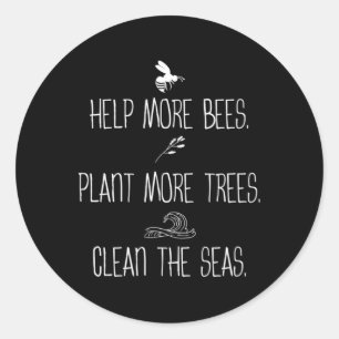 Pegatina Redonda Ayudar A Que Más Abejas Planten Más Árboles A Limp