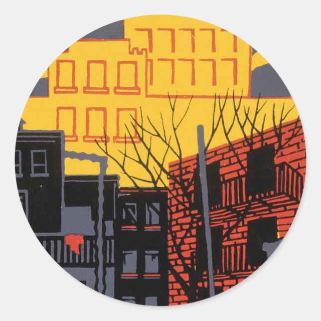 Pegatina Redonda Ayudar a su vecindario (Anverso)