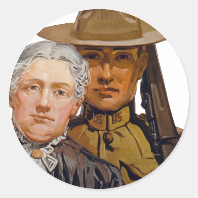 Pegatina Redonda Ayudas a mi hijo a ganar la guerra (Anverso)