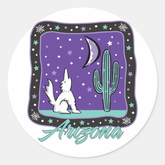 Pegatina Redonda AZ-Coyote (Anverso)