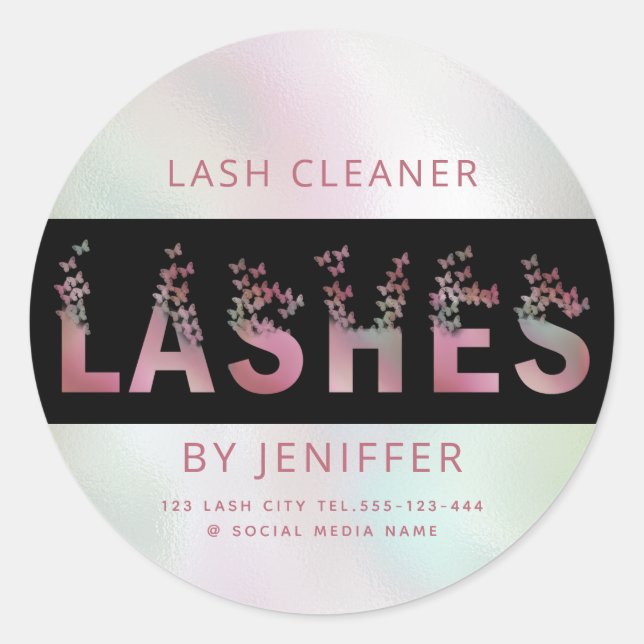 Pegatina Redonda Azotes de mariposas holográficas de lujo (Anverso)