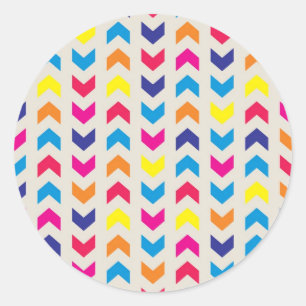 Pegatina Redonda Aztec Chevron colorido