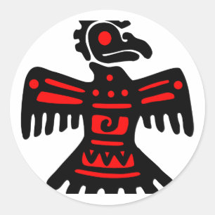 Pegatina Redonda Aztec Thunderbird