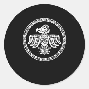 Pegatina Redonda Azteca Bird Maya Inca Cultura Nativa Civilización