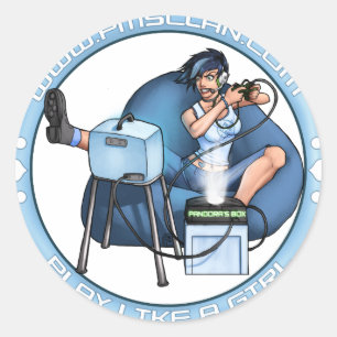 Pegatina Redonda Azul 2 de la caja de Pandora de las etiquetas