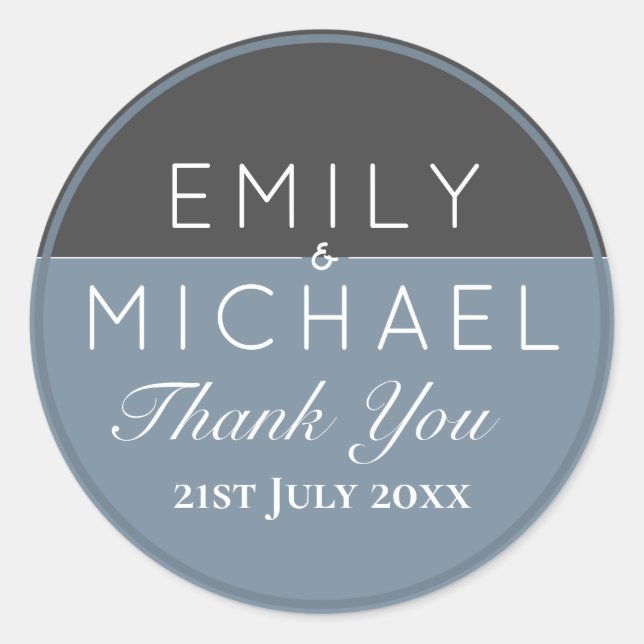 Pegatina Redonda Azul Acero Gracias A Favor / Pegatinas De Decoraci (Anverso)