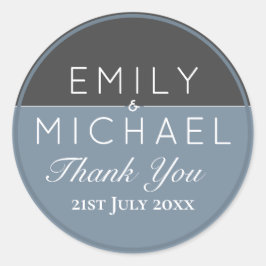 Pegatina Redonda Azul Acero Gracias A Favor / Pegatinas De Decoraci