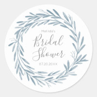 Azul acuarela Wreath Script Ducha de novia