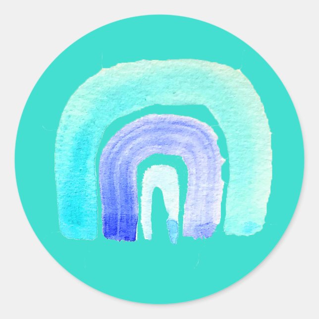 Pegatina Redonda Azul arcoiris amor acuático (Anverso)