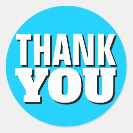 Pegatina Redonda Azul brillante Gracias Simple
