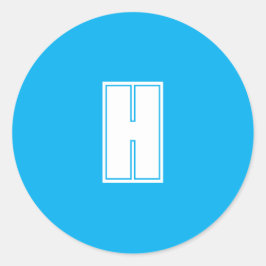 Pegatina Redonda azul brillante inicial blanco