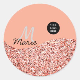 Pegatina Redonda azul chispa añadir el texto del logotipo gracias a