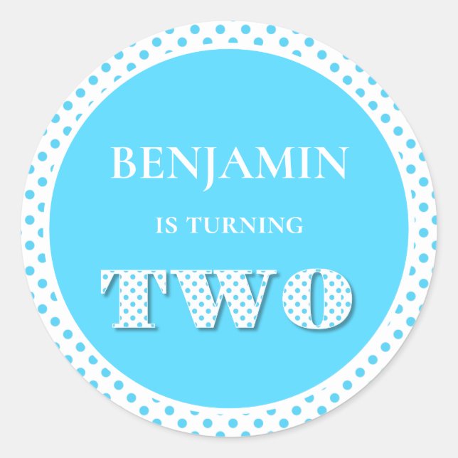 Pegatina Redonda Azul claro girando dos puntos de polka (Anverso)