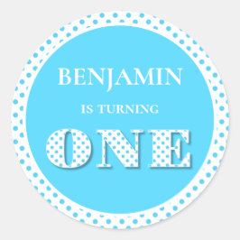 Pegatina Redonda Azul claro girando un punto de polka