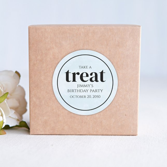 Pegatina Redonda Azul de cumpleaños simple personalizado (Subido por el creador)