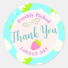 Pegatina Redonda Azul de fresa