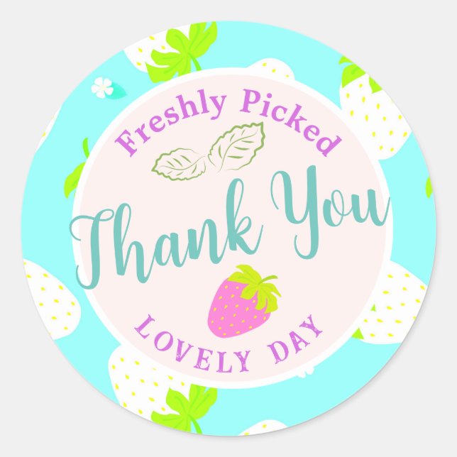 Pegatina Redonda Azul de fresa (Anverso)