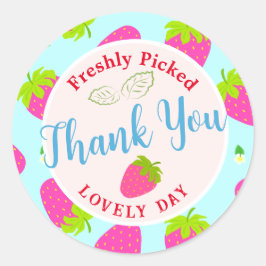 Pegatina Redonda Azul de fresa