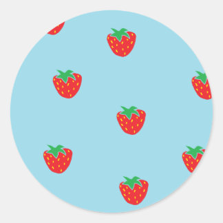 Pegatina Redonda Azul de fresas