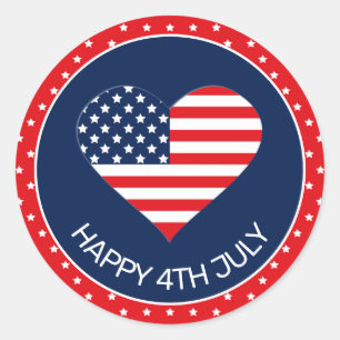 Pegatina Redonda Azul de la Marina Patriótica, Corazón de la Bander