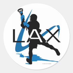Pegatina Redonda Azul de LAX de los muchachos de LaCrosse