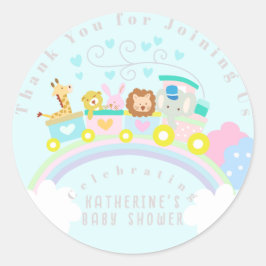 Pegatina Redonda Azul de los animales de entrenamiento