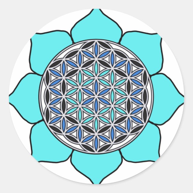 Pegatina Redonda Azul de Lotus2 (Anverso)