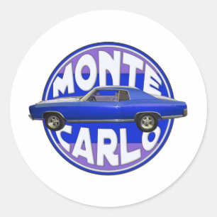 Pegatina Redonda azul de medianoche 1970 de Monte Carlo