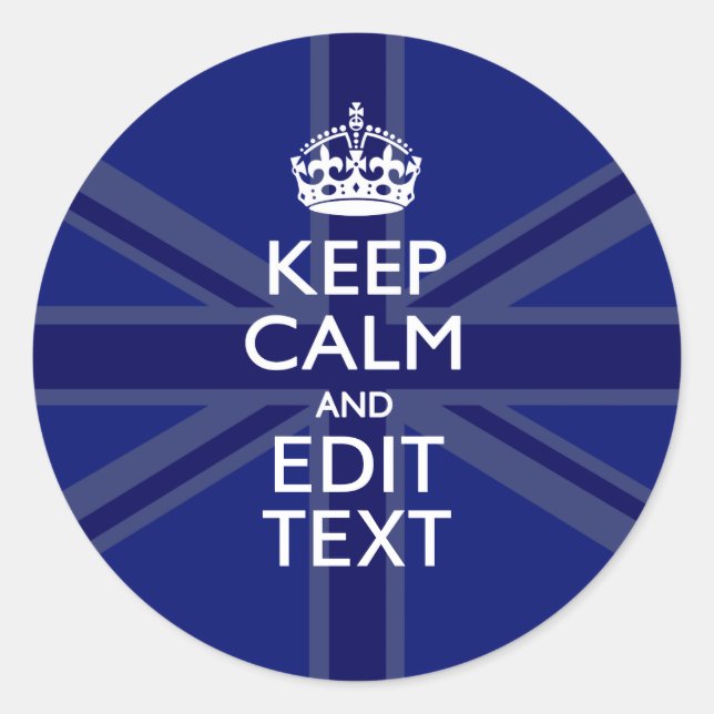 Pegatina Redonda Azul de medianoche Mantener la calma Obtén tu mens (Anverso)