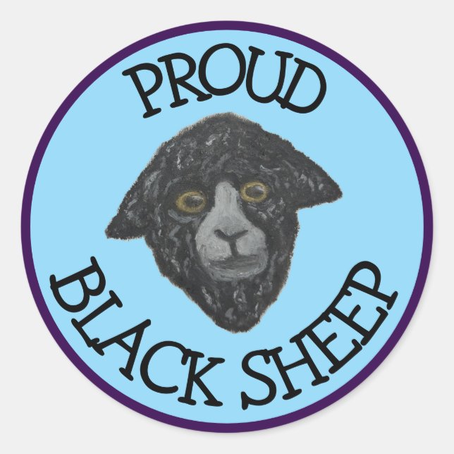Pegatina Redonda Azul de oveja negra\Pegatina púrpura (Anverso)