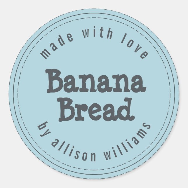 Pegatina Redonda Azul de pan bananero casero moderno (Anverso)