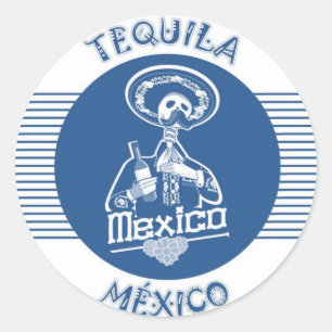 PEGATINA REDONDA AZUL DEL TEQUILA MÉXICO