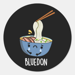 Pegatina Redonda Azul-don divertido udon juego de palabras oscuro B