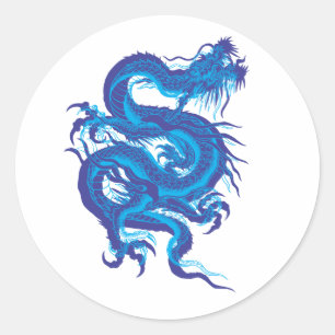 Pegatina Redonda azul.dragón