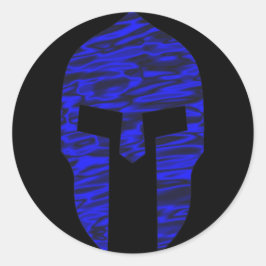 Pegatina Redonda Azul espartano