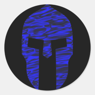 Pegatina Redonda Azul espartano