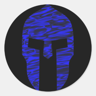 Pegatina Redonda Azul espartano