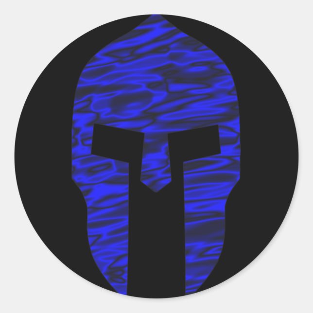 Pegatina Redonda Azul espartano (Anverso)