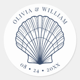 Pegatina Redonda Azul marino de la Marina Costera