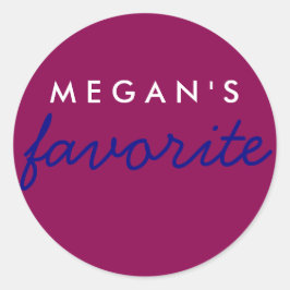 Pegatina Redonda Azul marino Maroon Magenta favorito personalizado