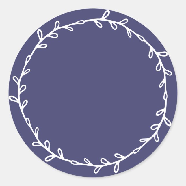 Pegatina Redonda Azul Marino Rústico Casero Escribir En (Anverso)