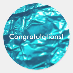 Pegatina Redonda Azul metálico, felicitaciones Feliz cumpleaños